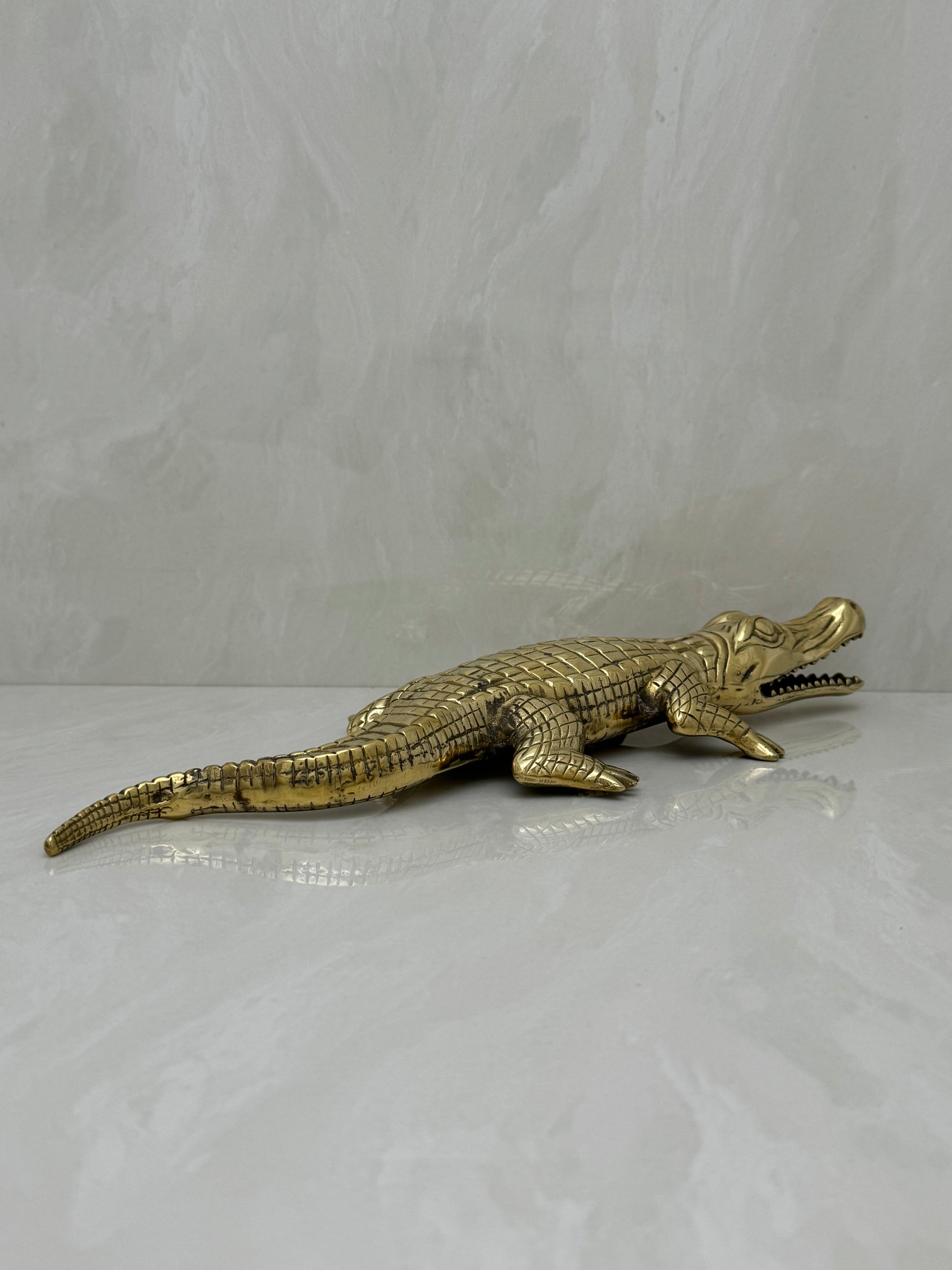 Large Vintage Brass Alligator