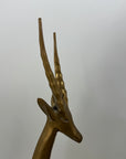 Dolbi Cashier Style Brass Gazelle Sculpture – 19” Tall Mid Century Modern Antelope – Statement Safari Decor
