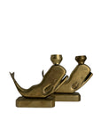 Vintage Brass Whale Candle Holders – Set of 2