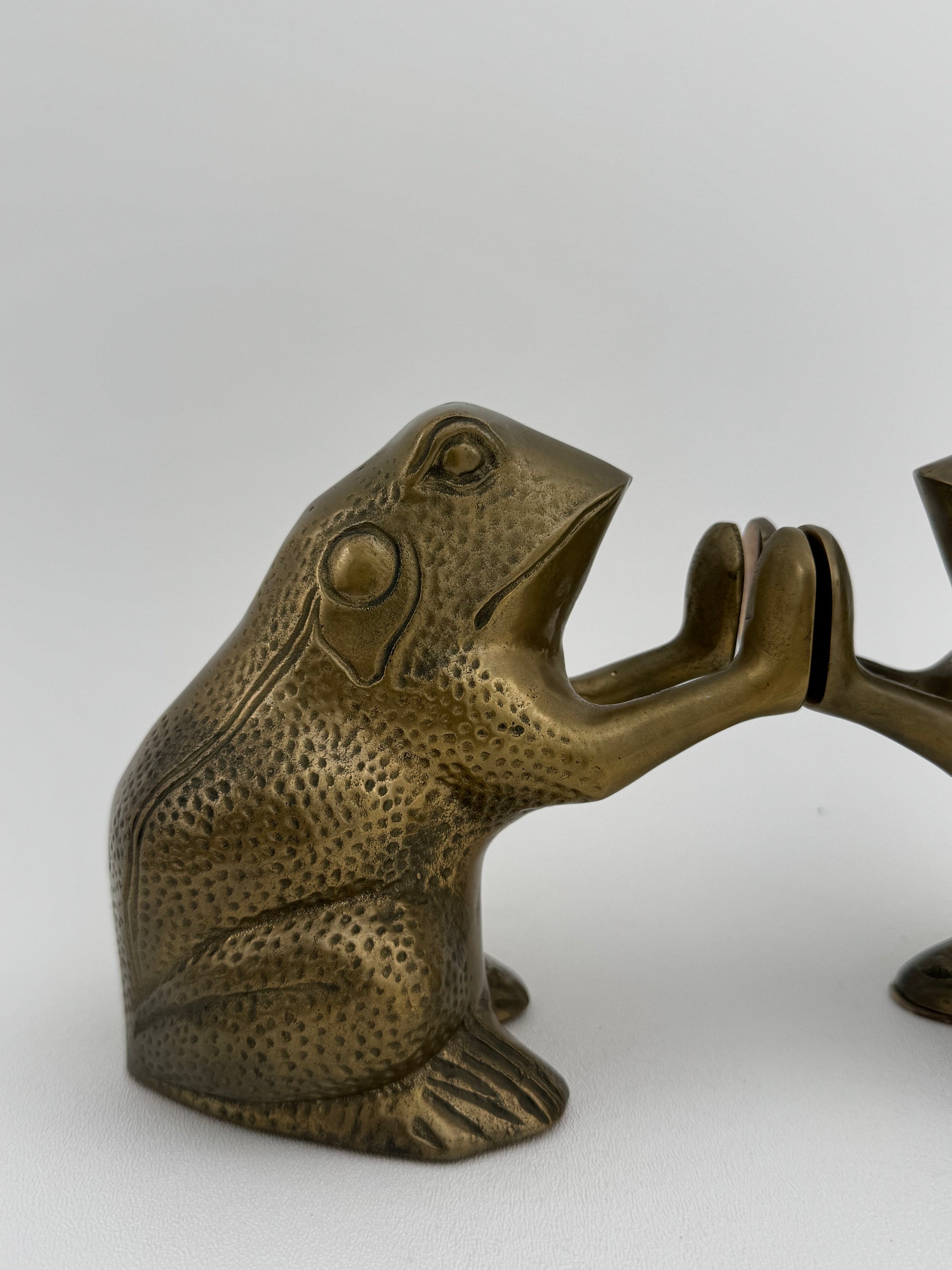 Vintage Brass Patty Cake Frog Bookends- A Pair