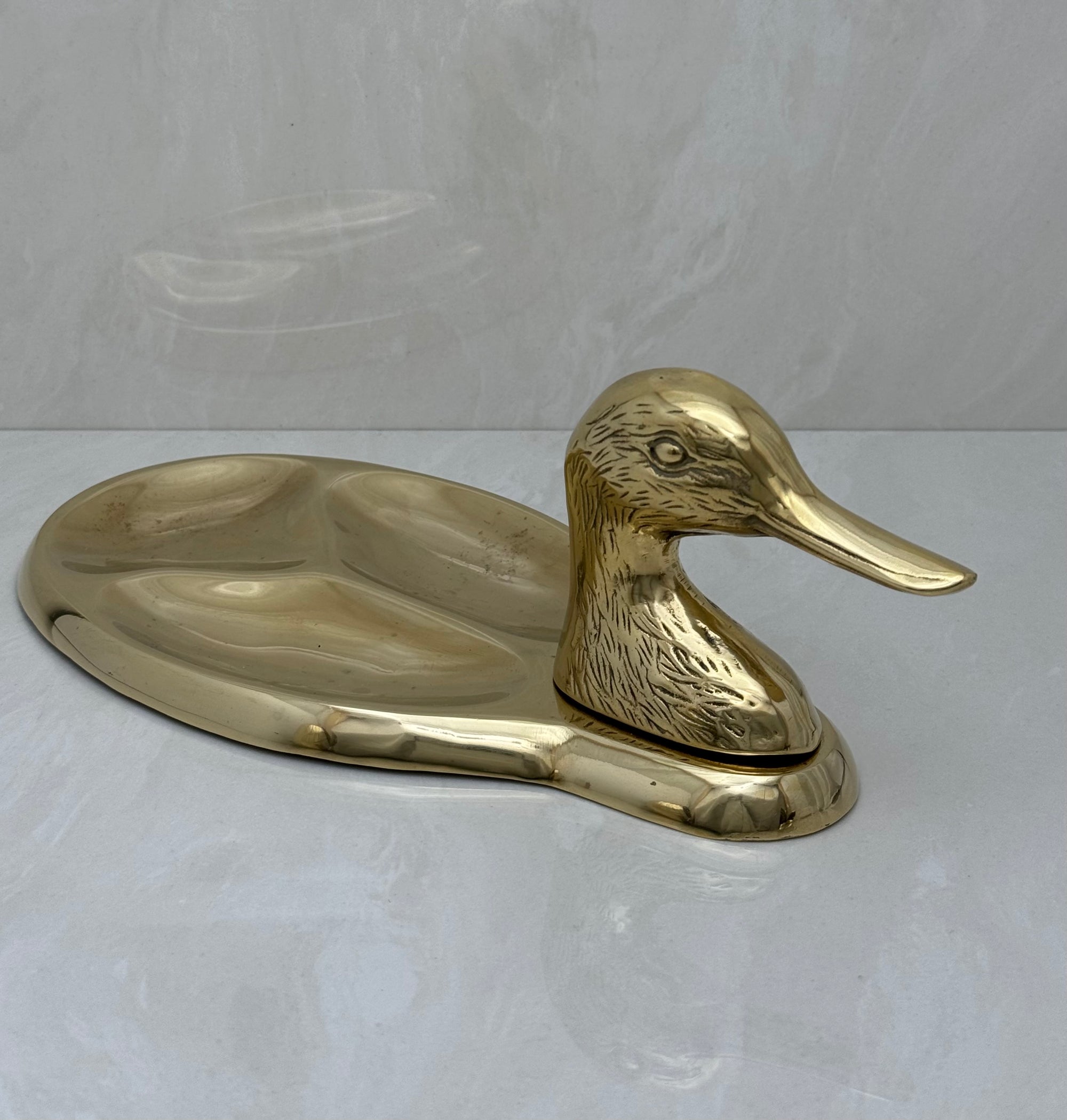 Vintage Brass Duck Dresser Tray