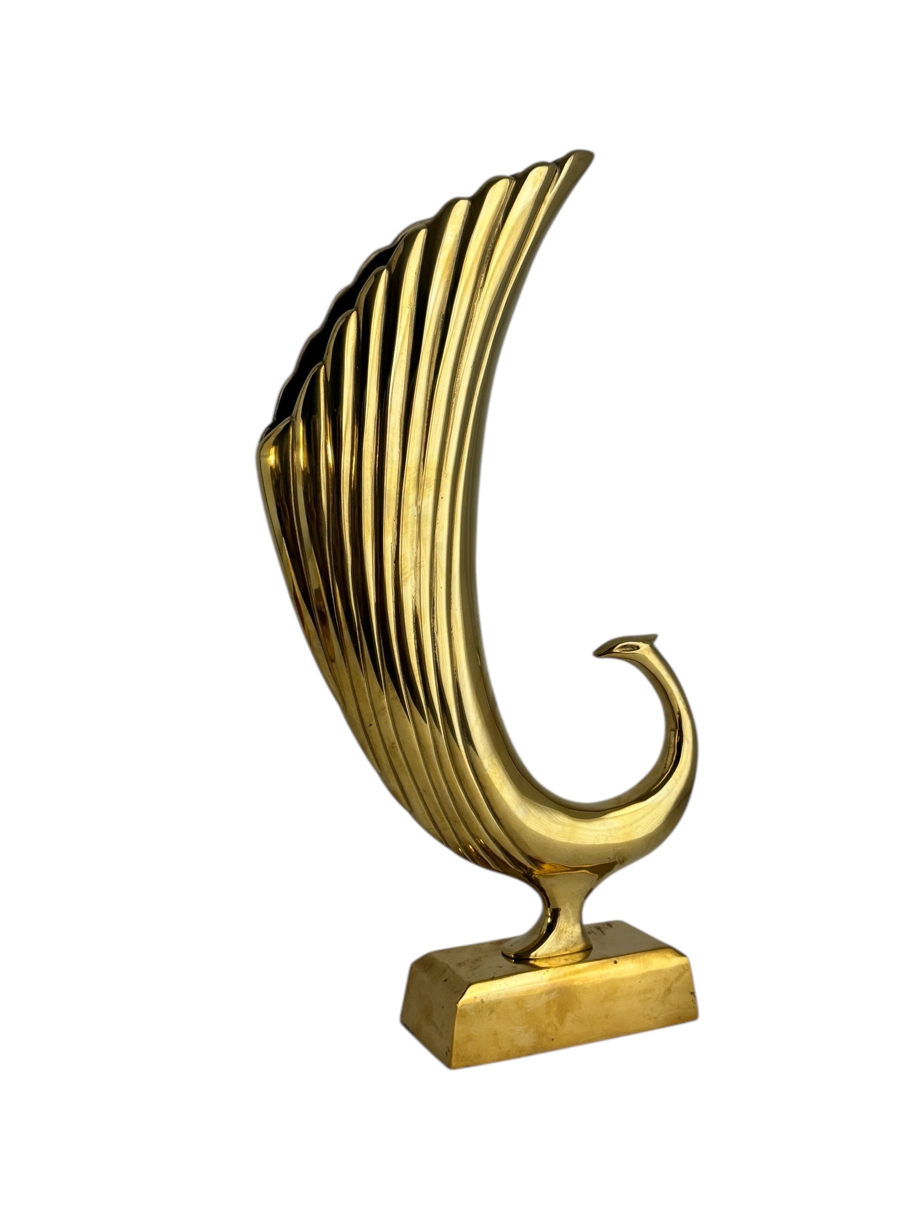 Vintage Mid-Century Brass Peacock Sculpture-17 Inches