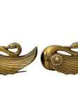 Pair of Vintage Brass Swan Wall Pockets / Hanging Holders