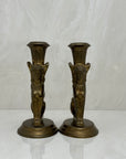 Vintage Brass Winged Sphinx Candleholders-A Pair