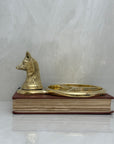 Vintage Brass Fox Head Dresser Tray