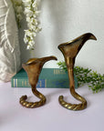 Vintage Brass Tulip Candlestick Holders-A Pair