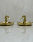 Vintage Small Brass Seahorse Ashtrays-A Pair