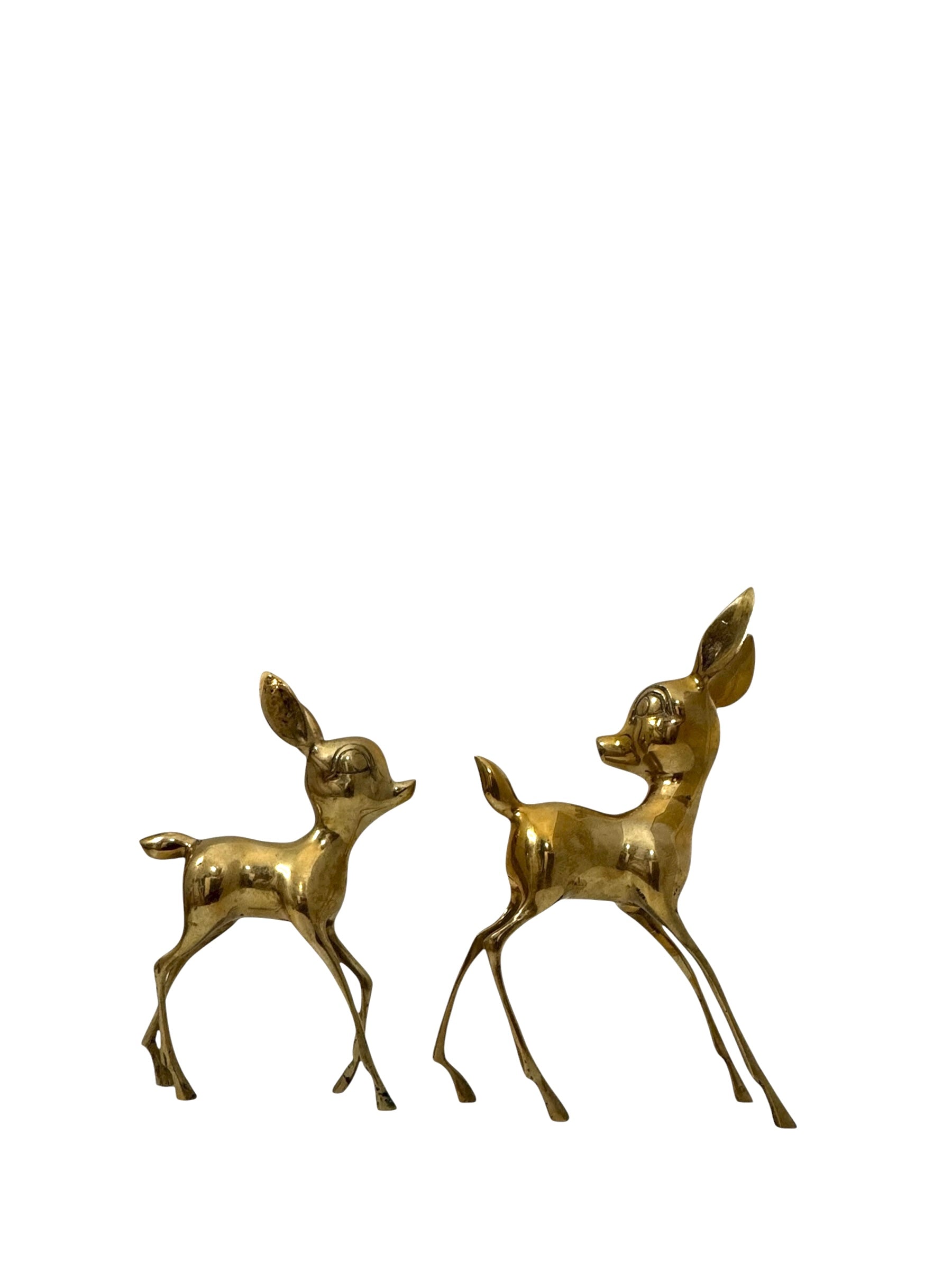 Vintage Brass Deer Pair – Mid-Century Modern Fawns | Hollywood Regency Woodland Figurines