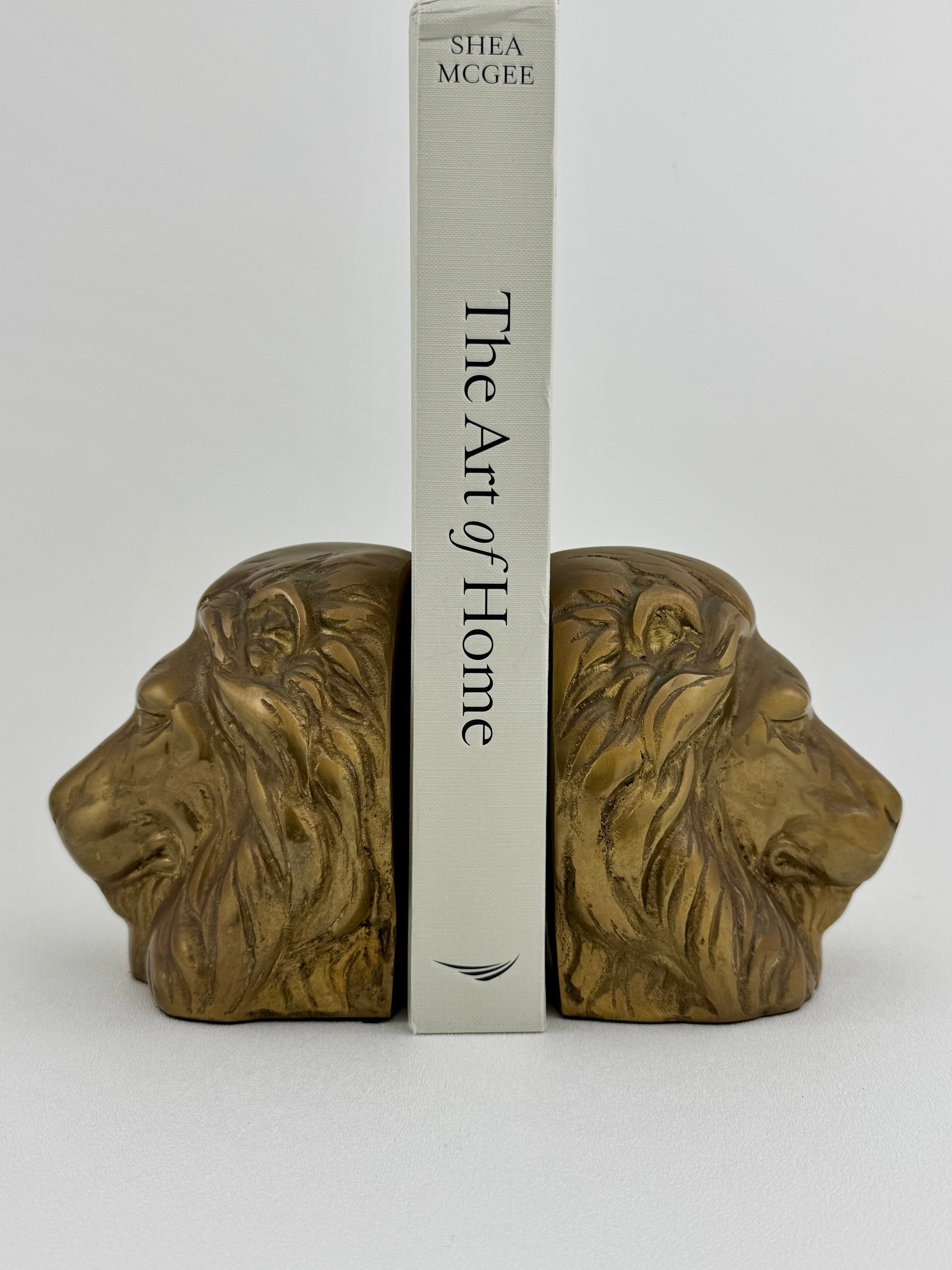 Vintage Brass Lion Bookends- A Pair