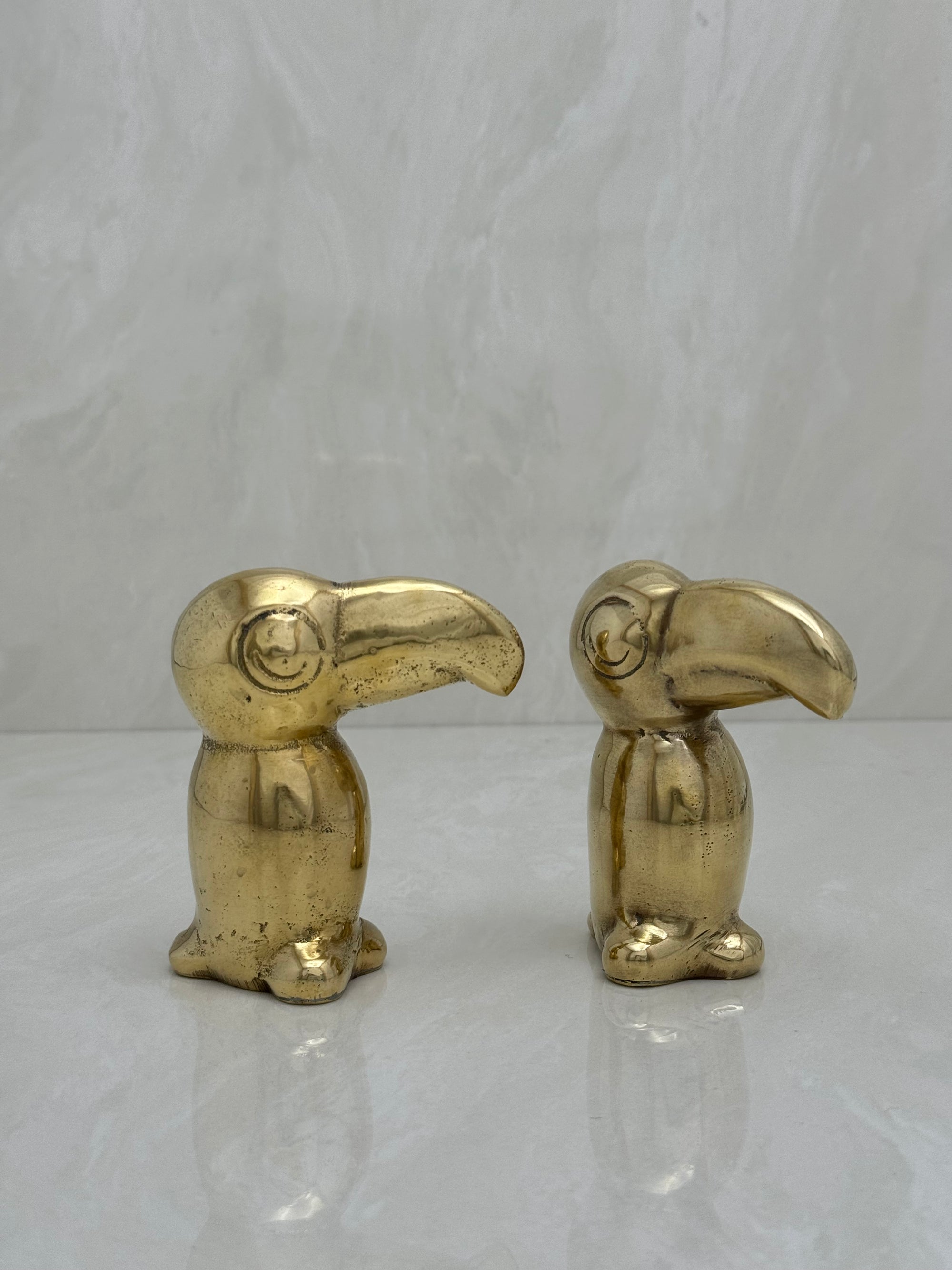 Small Vintage Brass Toucans-A Pair