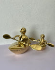 Vintage Brass Duck and Duckling Paddling Boats-A Pair