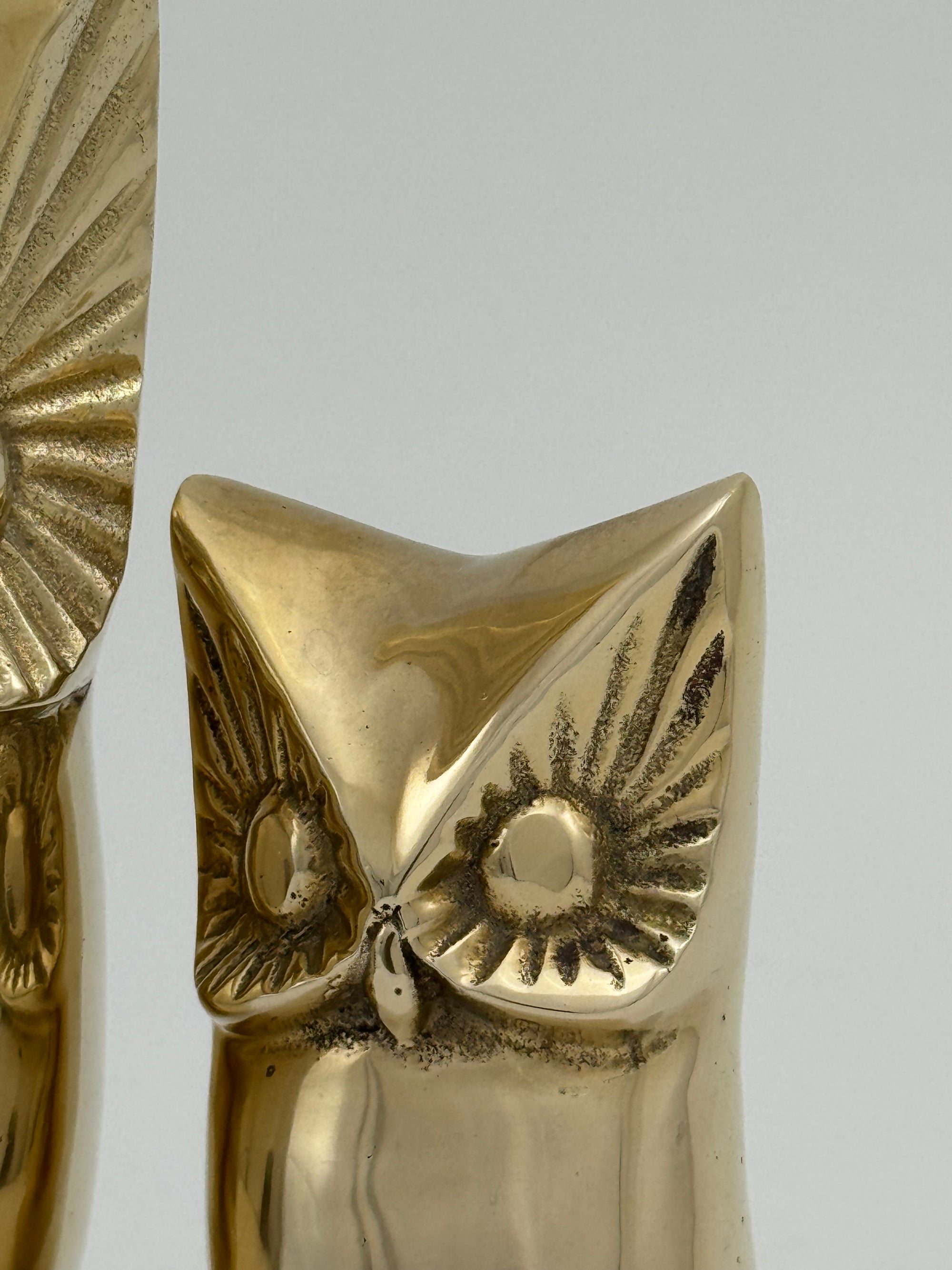 Vintage Brass Owl and Owlet-Pair
