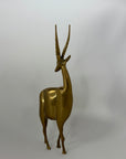 Dolbi Cashier Style Brass Gazelle Sculpture – 19” Tall Mid Century Modern Antelope – Statement Safari Decor