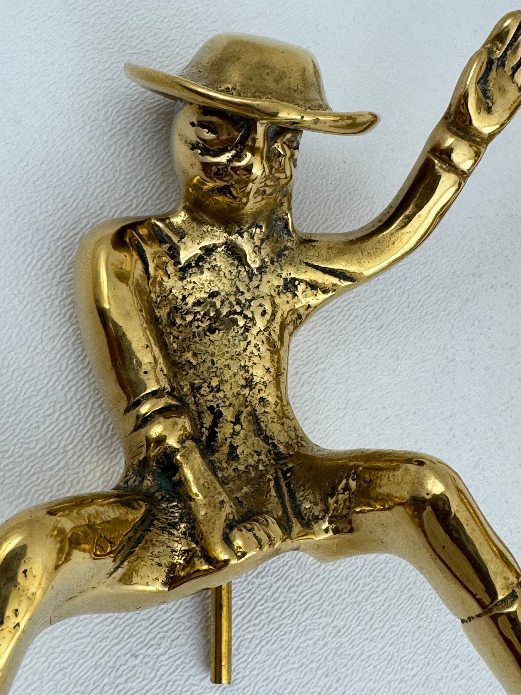 Vintage Brass Cowboy on Bucking Horse Sculpture – Rare Western Rodeo Figurine