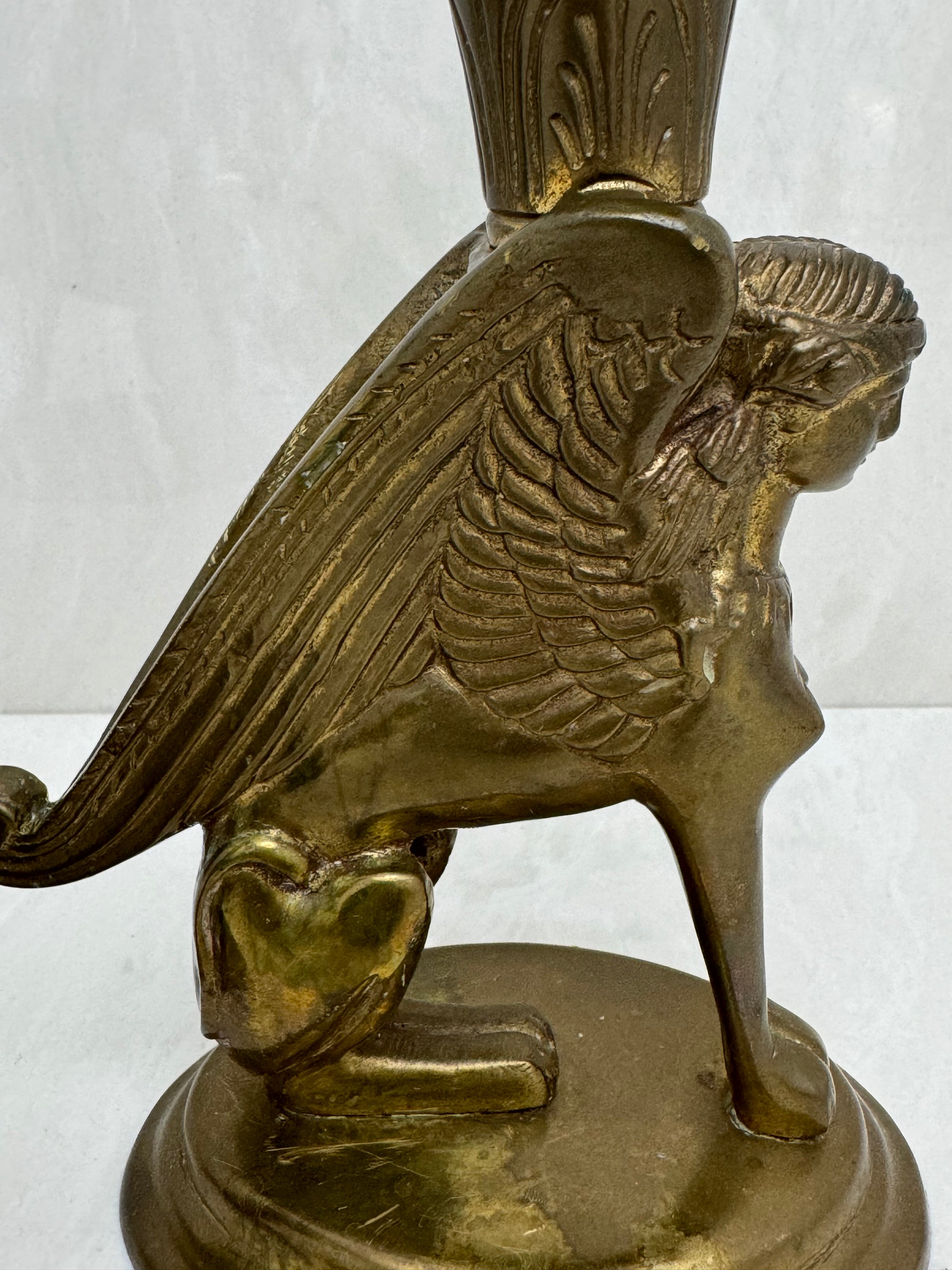 Vintage Brass Winged Sphinx Candleholders-A Pair