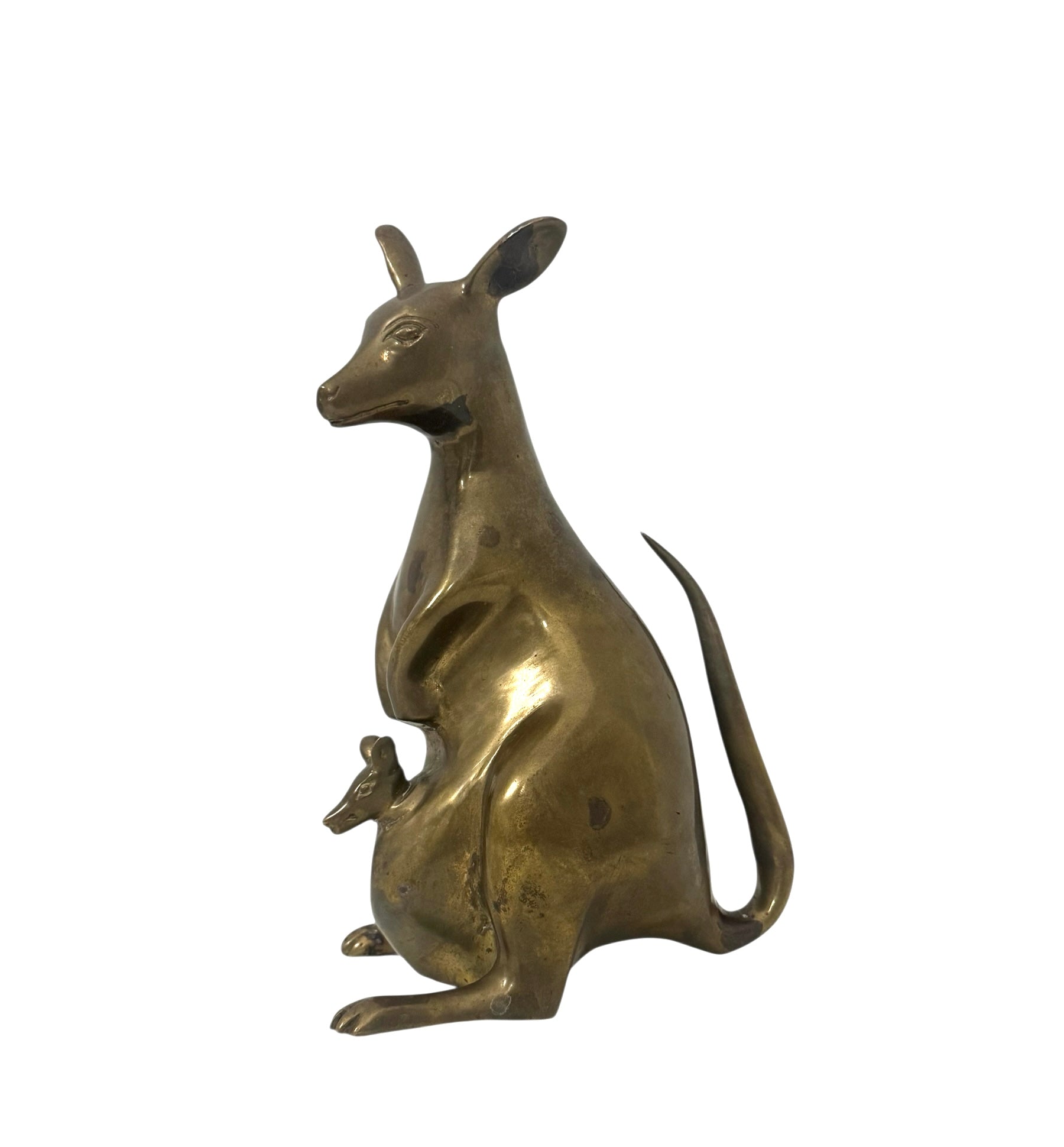 Vintage Brass Kangaroo with Joey Figurine