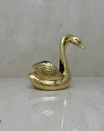 Vintage Brass Double Swan Planter