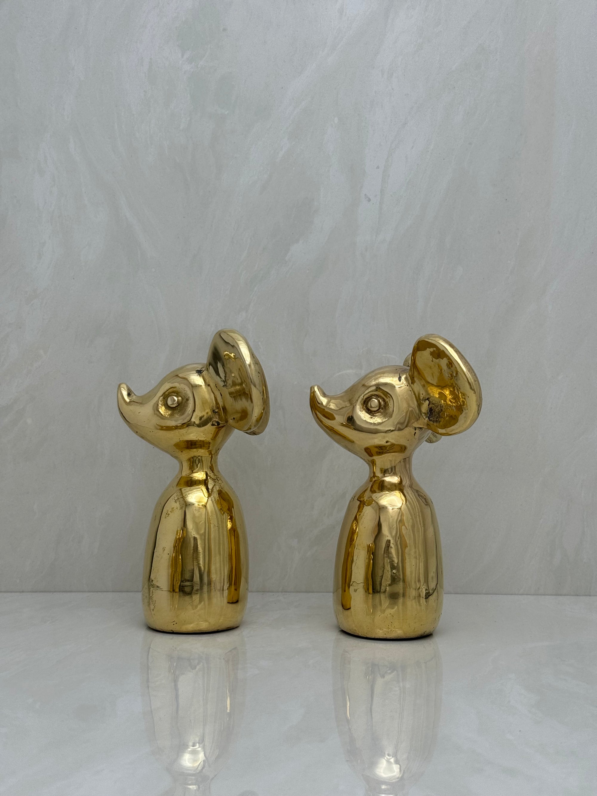 Vintage Brass Mouse-A Pair