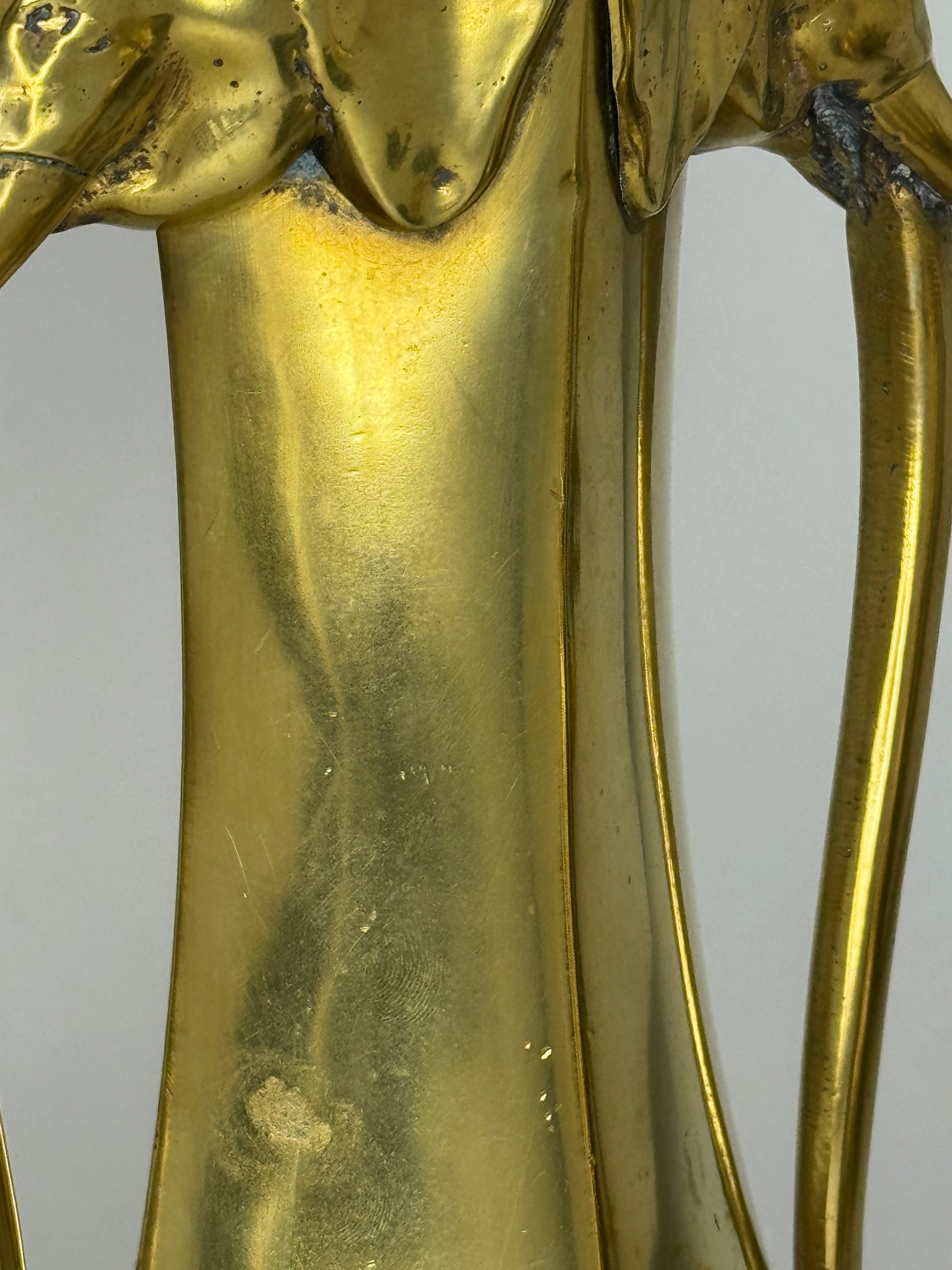 Pair of Heavy Vintage Brass Elephant Vases
