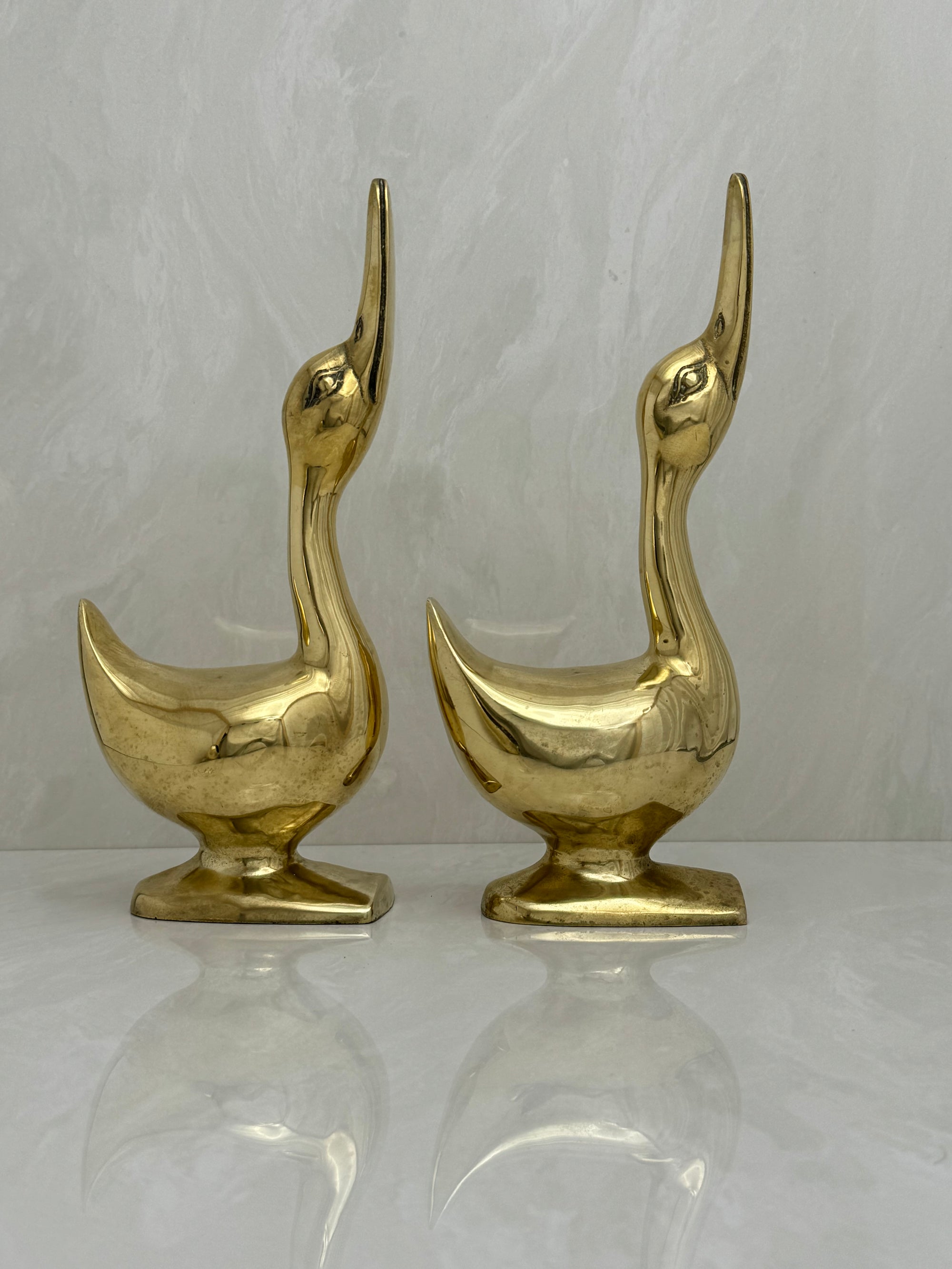 Vintage Brass Goose Bookends-A Pair