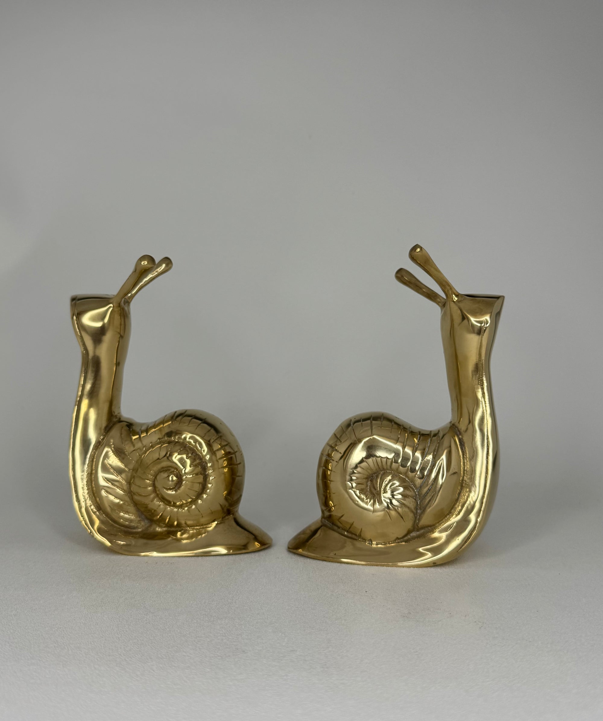 Vintage Brass MCM Snail Bookends-A Pair