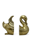 Vintage Brass Swan Bookends- A Pair