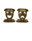 Vintage Brass Drama Masks Bookends- A Pair