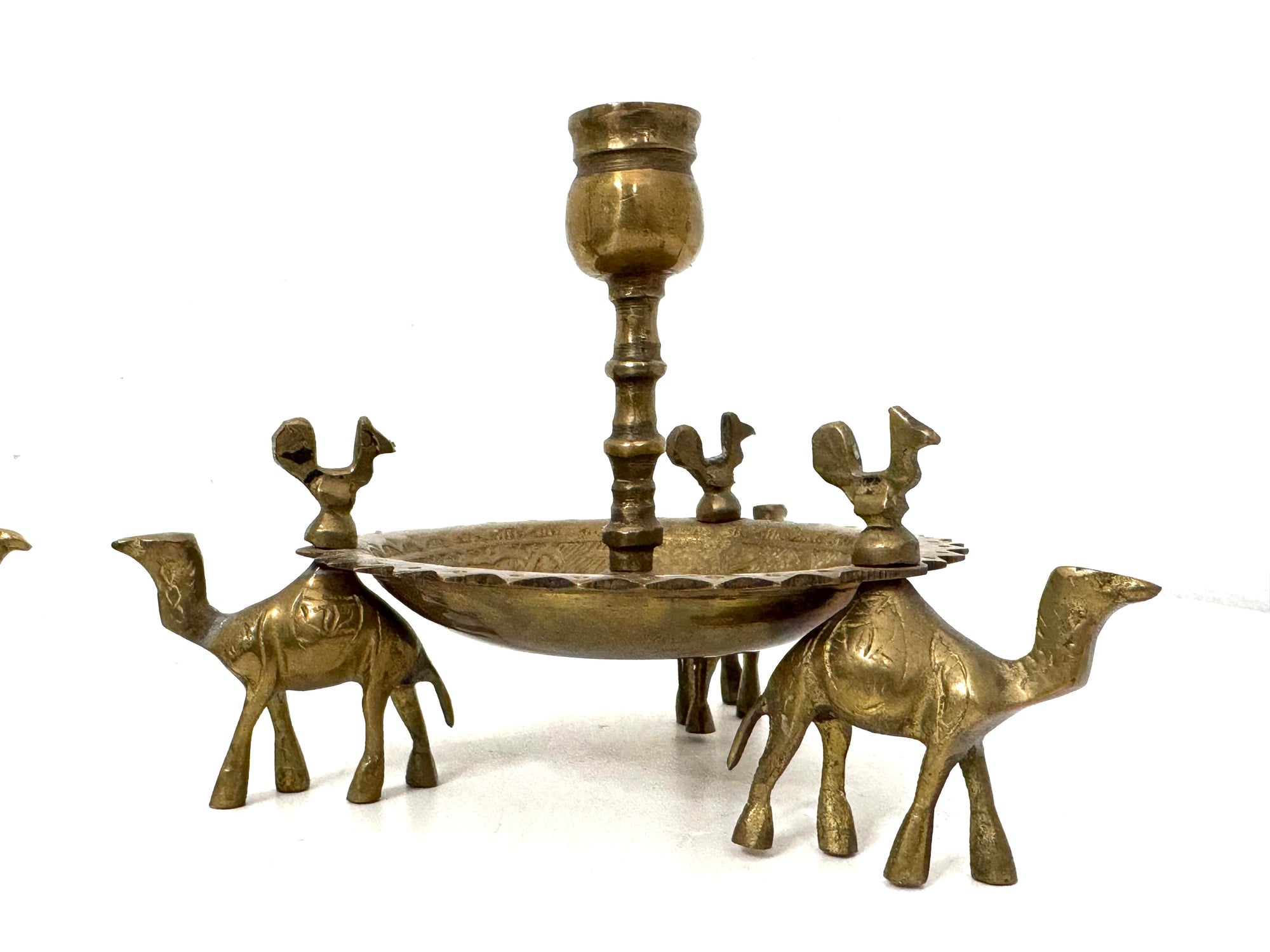 Pair of Vintage Brass Camel Candlestick Holders — Middle Eastern Bohemian Elegance