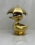 Vintage Brass Duck Under Umbrella