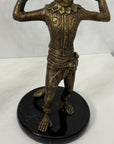 Vintage Brass Monkey Candleholders on Black Marble Bases | Mid-Century Exotic Pair