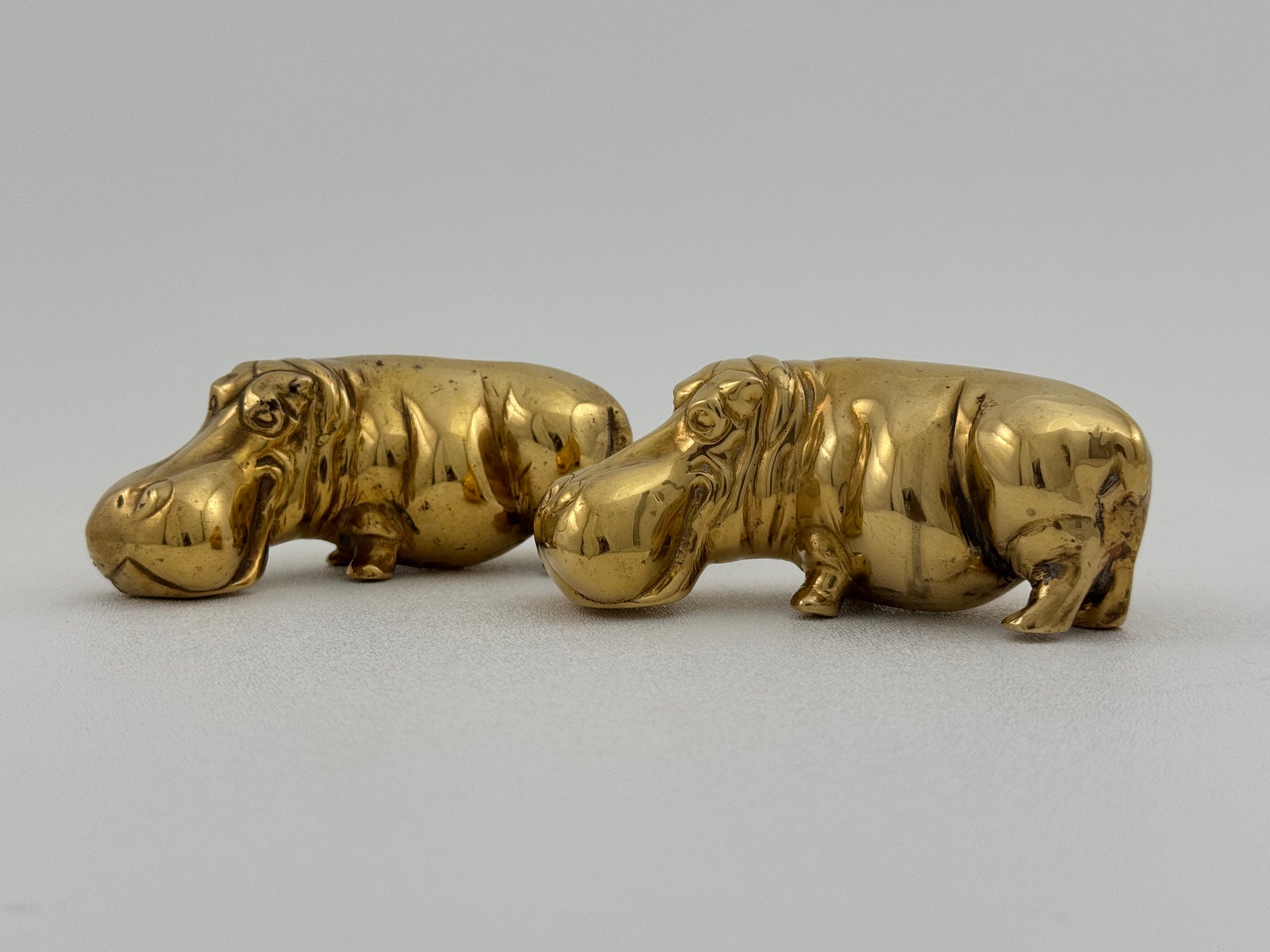 Vintage Brass “House Hippos” – Pair of Brass Figurines