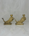 Vintage Brass Whale Candleholders