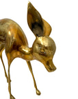 Vintage Mid-Century Modern Brass Fawn Sculpture – Graceful Grazing Deer | Hollywood Regency Animal Figurine |12.75 Inches tall