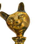 Mid-Century Modern Brass Cat Figurine Pair with Bow Ties – Vintage Whimsical Feline Décor