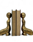 Vintage Brass Seal Bookends with Ball-A Pair