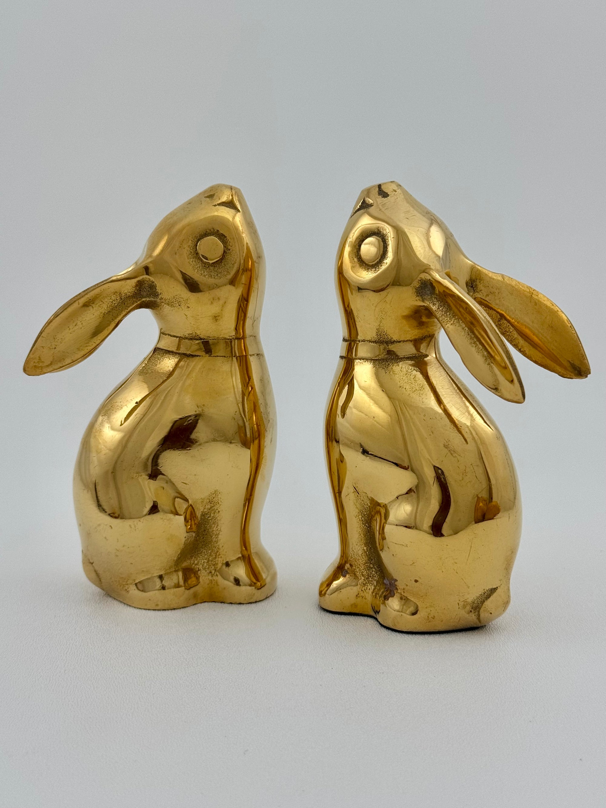 Vintage Brass Moon Gazing Bunnies-A Pair