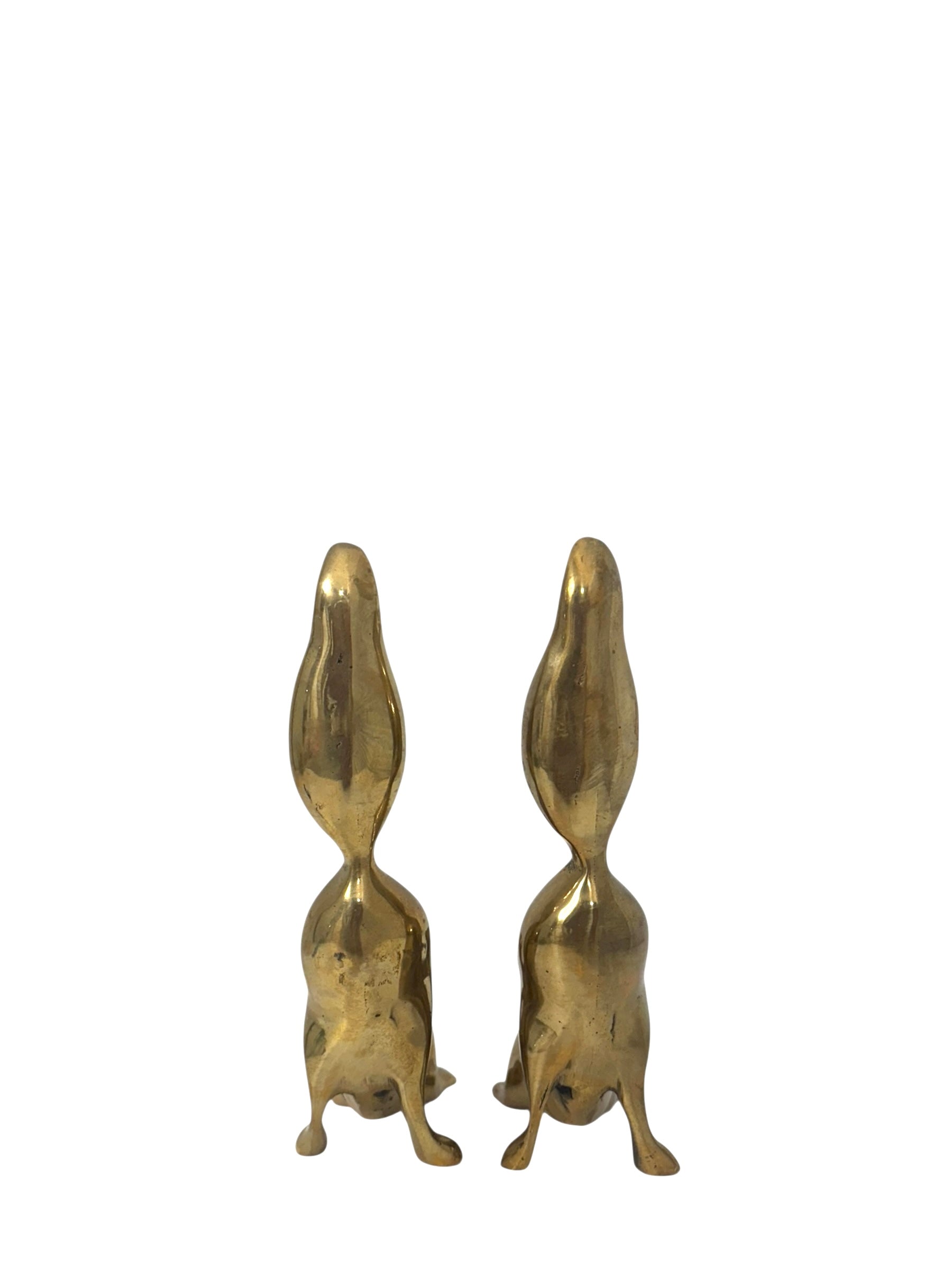 Vintage Brass Squirrel Figurines – Playful Mid-Century Pair with High Curved Tails