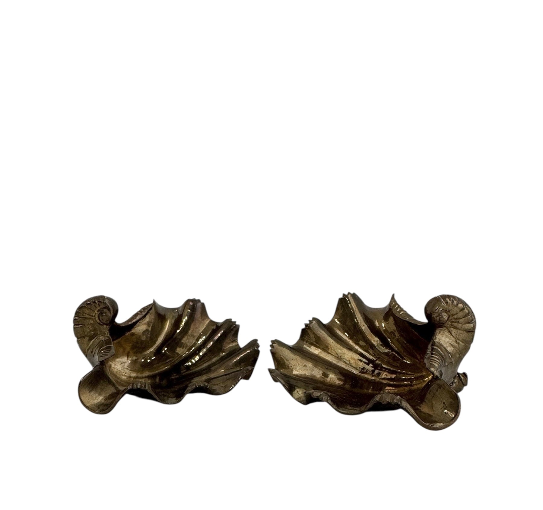 Vintage Brass Shell Dishes – Set of 2 Coastal Sculptural Accents