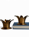 Vintage Brass Crown Candleholders-A Pair