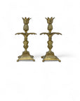 Vintage Brass Pineapple Candlestick Holders- A Pair