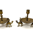 Pair of Vintage Brass Camel Candlestick Holders — Middle Eastern Bohemian Elegance