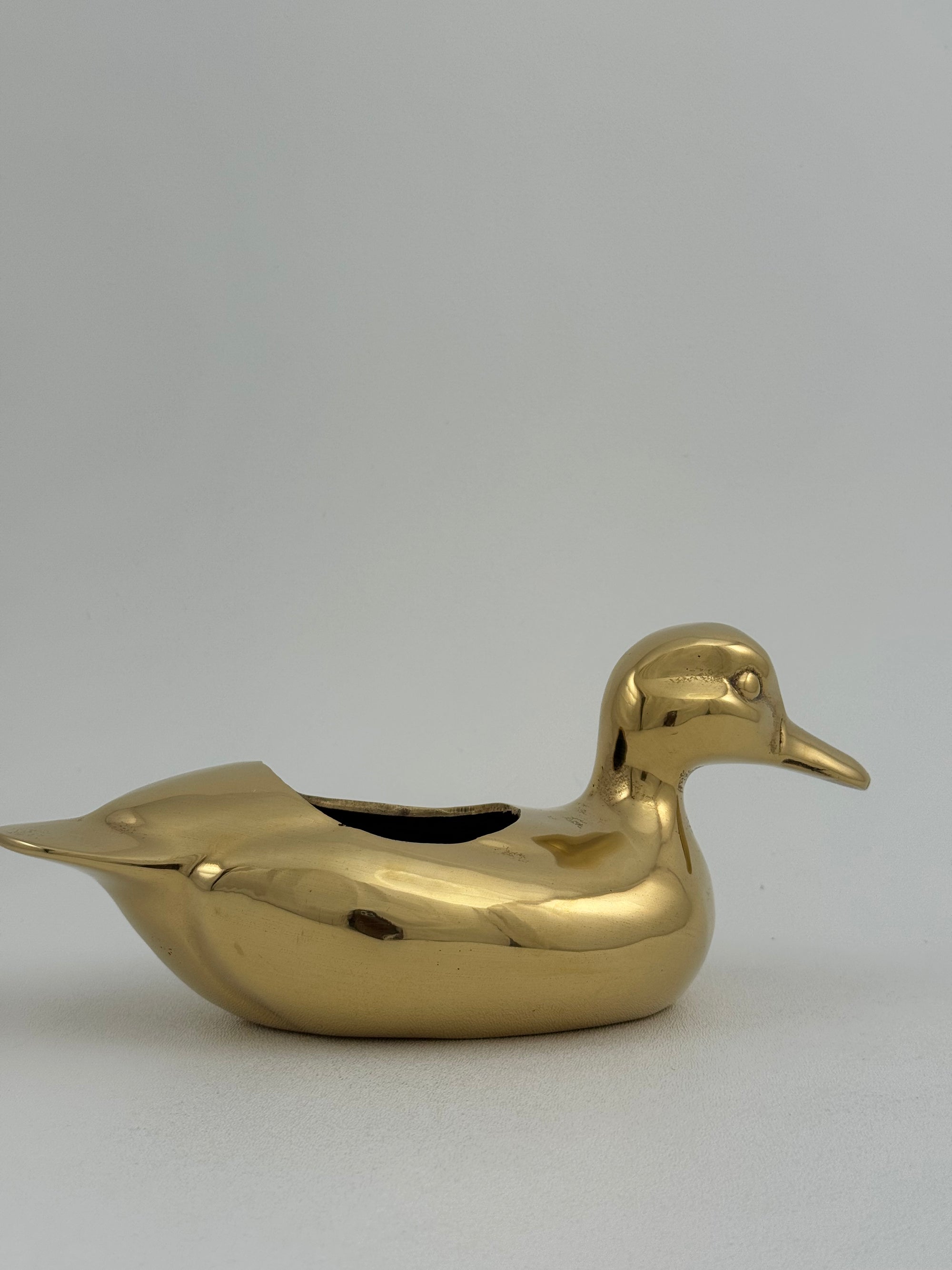 Vintage Brass Duck Stash Pot