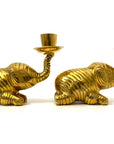 Vintage Brass Elephant Candle Holders | Lucky Trunk Pair