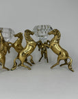 Pair of Horse Brass Stands with Crystal Candleholders Inserts