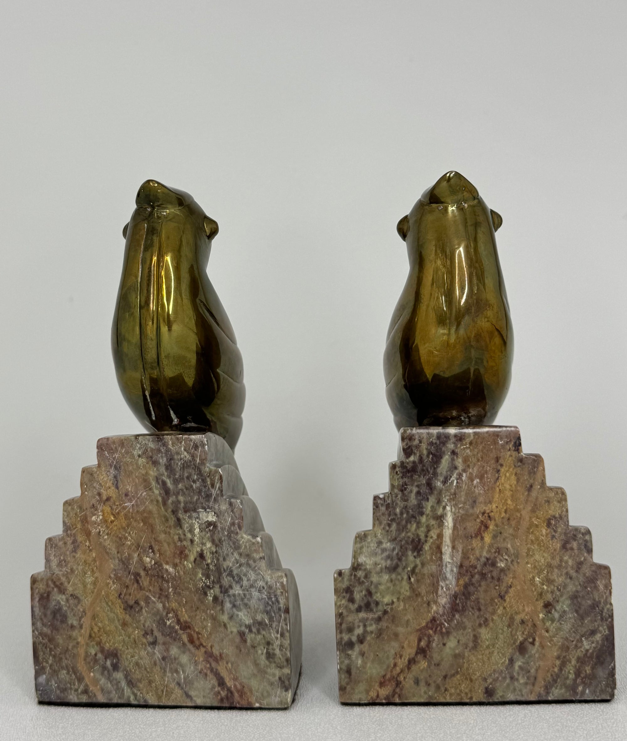 Nora Fenton Cardinal Brass and Marble Bookends