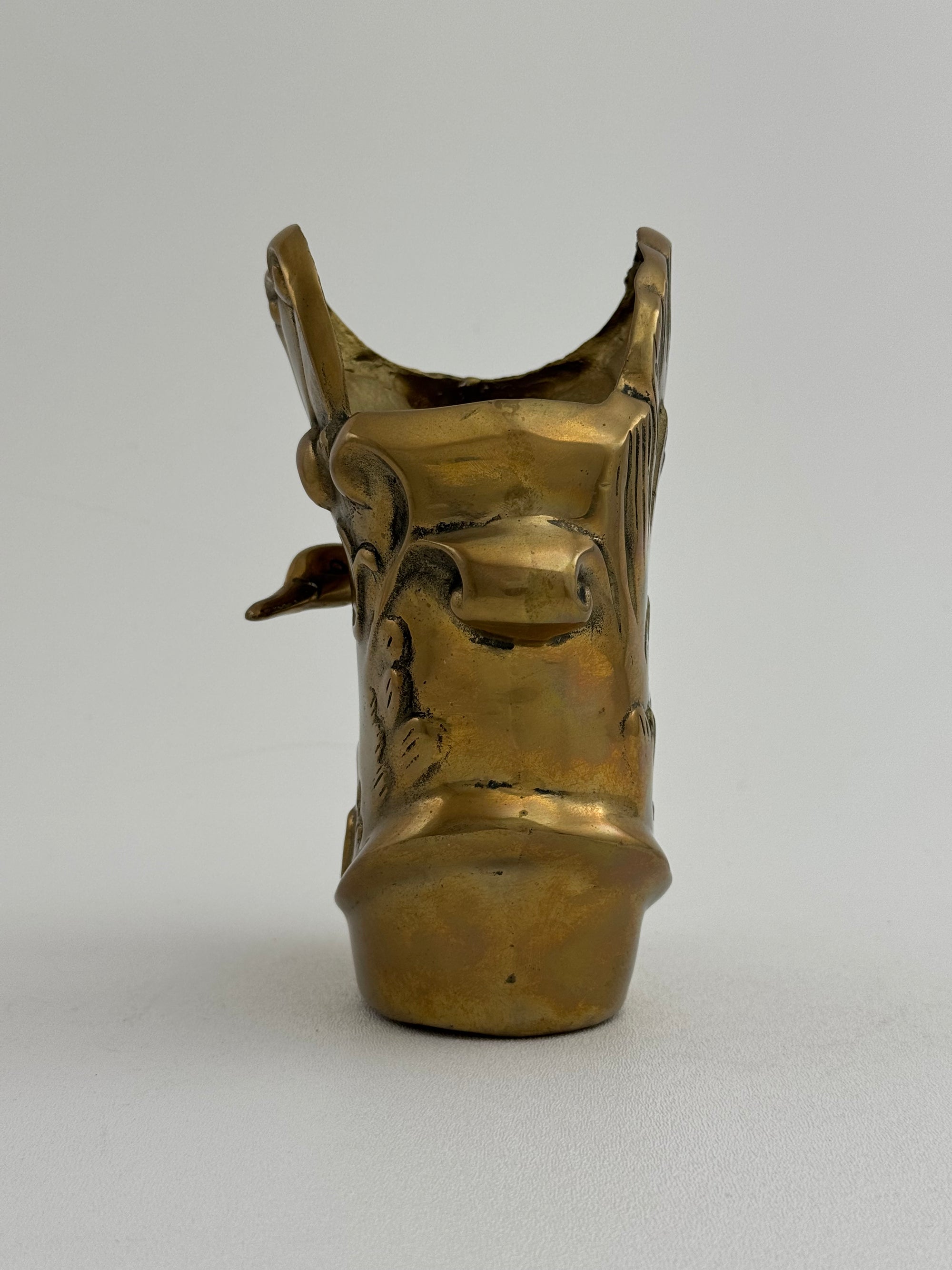 Vintage Brass Swan Vase / Cachepot (7.75”)