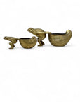 Vintage Brass Frogs Pulling Snails- A Pair