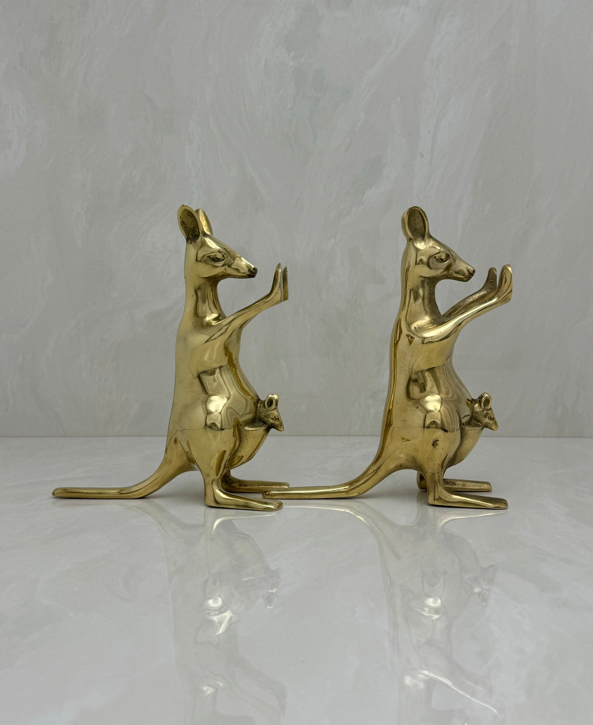 Vintage Brass Kangaroo Bookends-A Pair