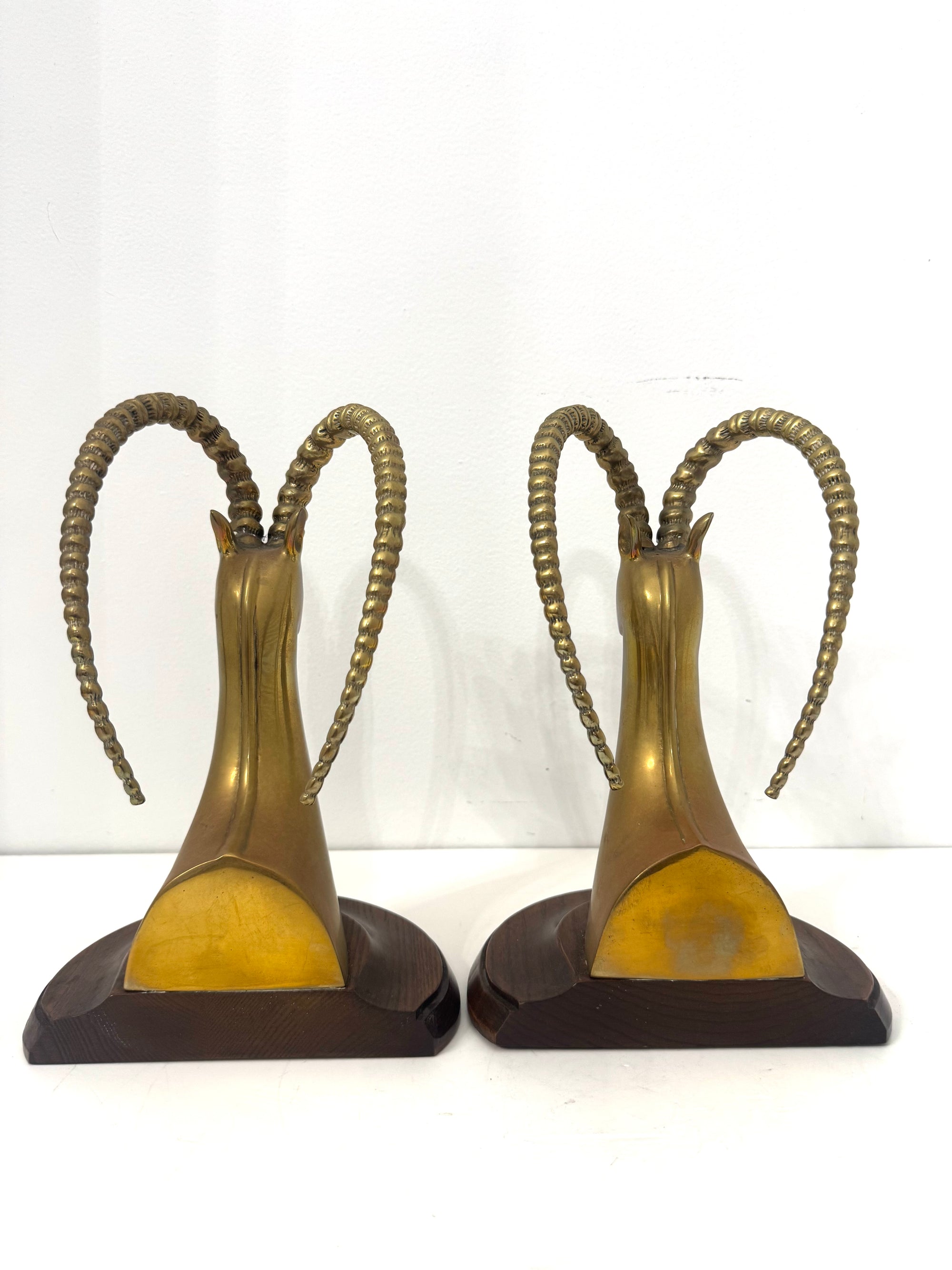 Vintage Sarréid Ltd. Brass Ibex Sculptures — Made in Spain, Mid-Century Modern Elegance