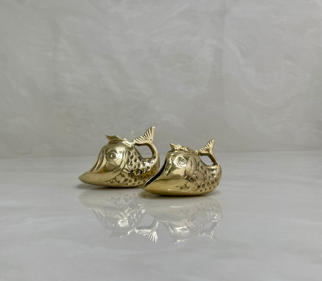 Vintage Brass Open Mouth Fish- A Pair